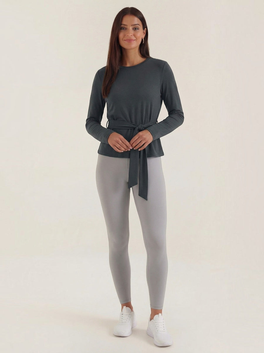 Holly Long Sleeve Top with Tie Belt