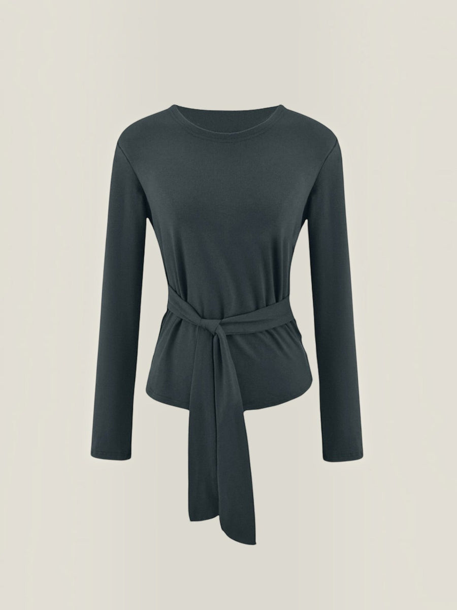 Holly Long Sleeve Top with Tie Belt