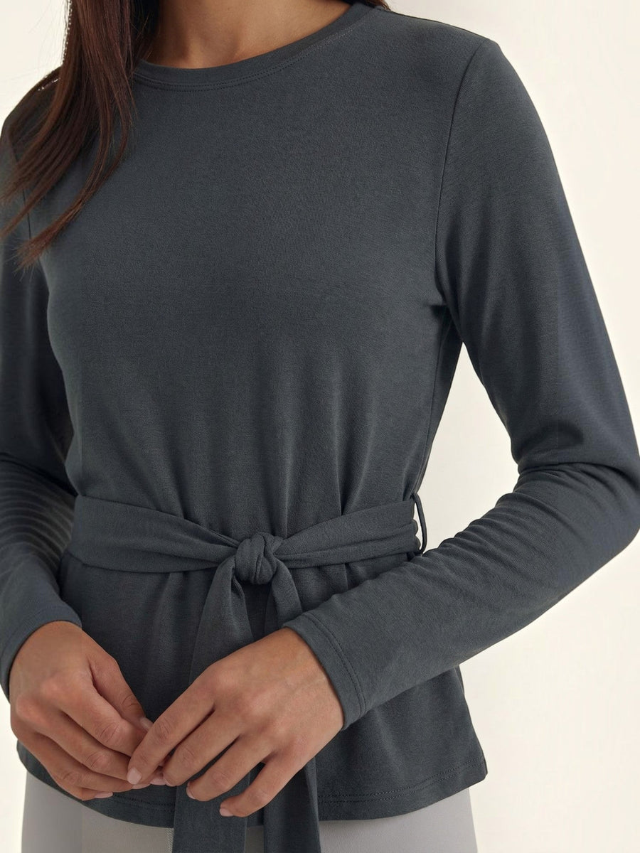 Holly Long Sleeve Top with Tie Belt