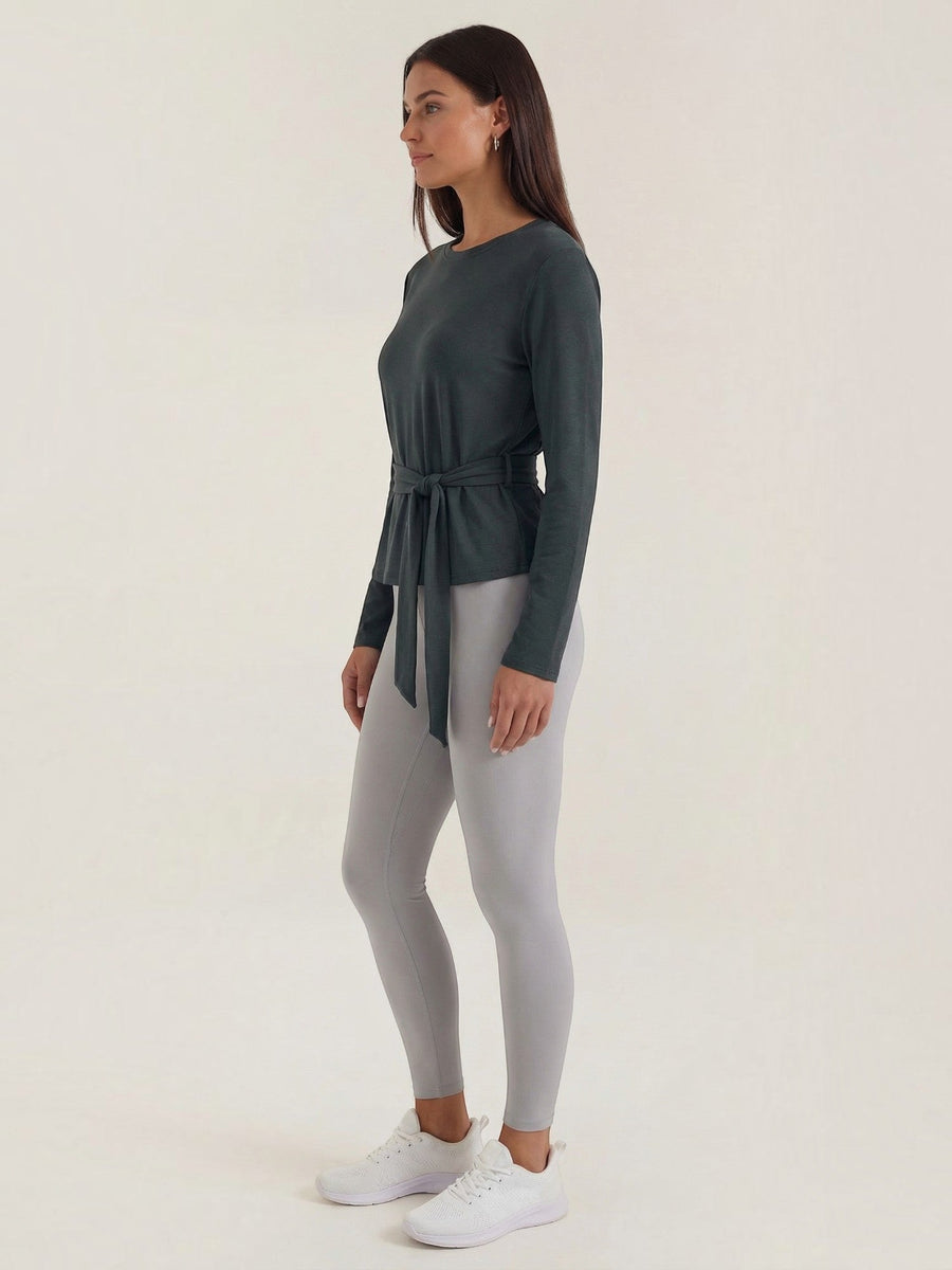 Holly Long Sleeve Top with Tie Belt