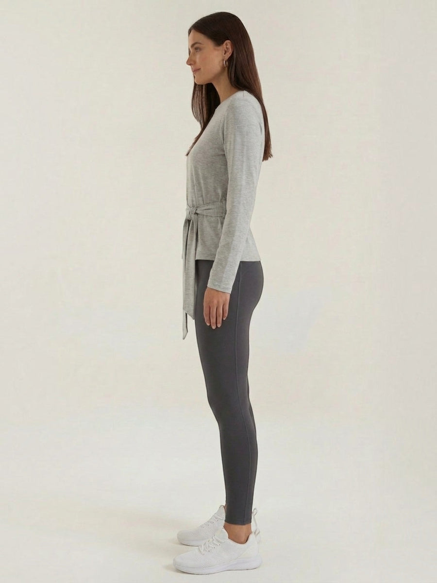 Holly Long Sleeve Top with Tie Belt