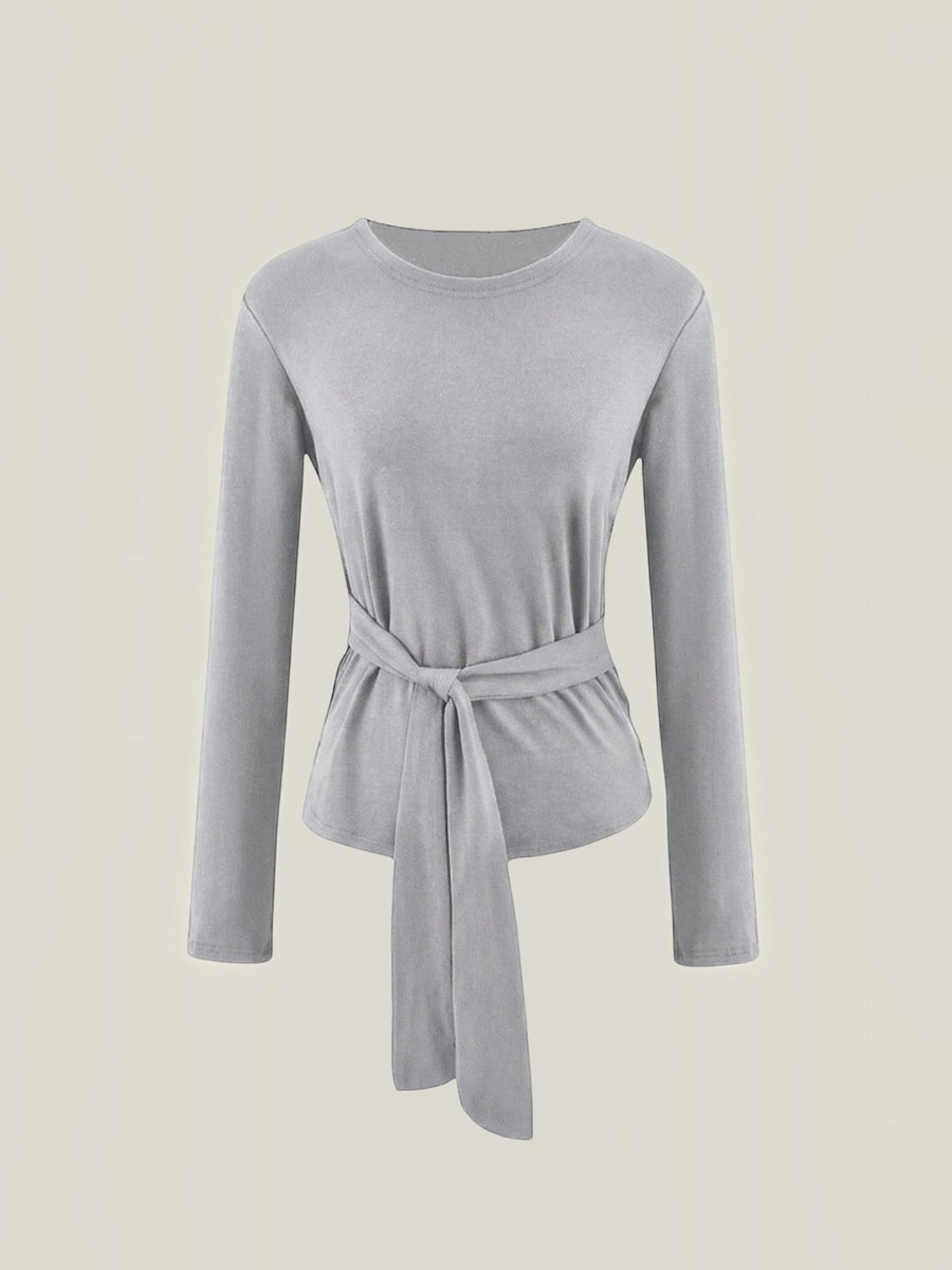 Holly Long Sleeve Top with Tie Belt