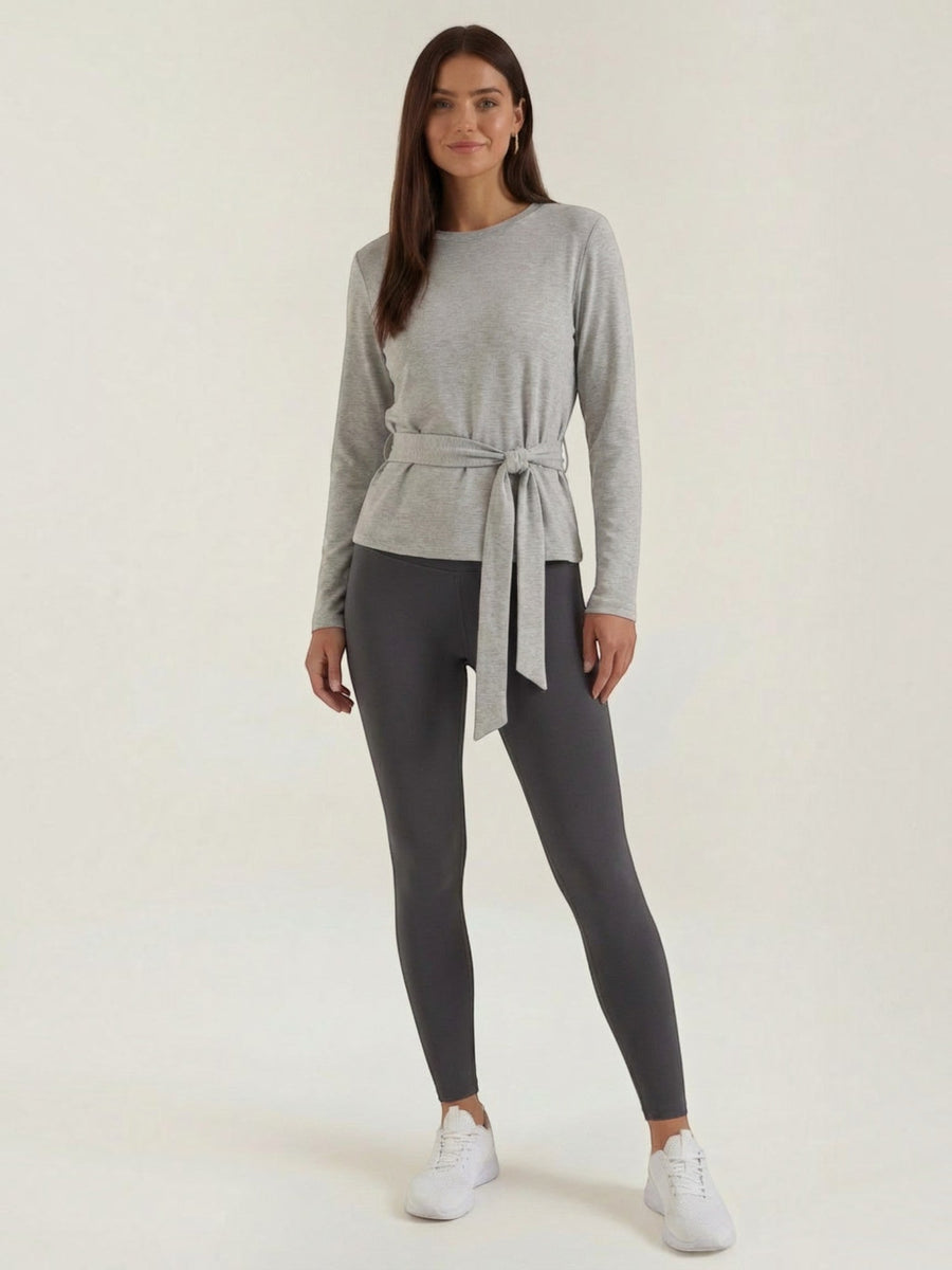 Holly Long Sleeve Top with Tie Belt