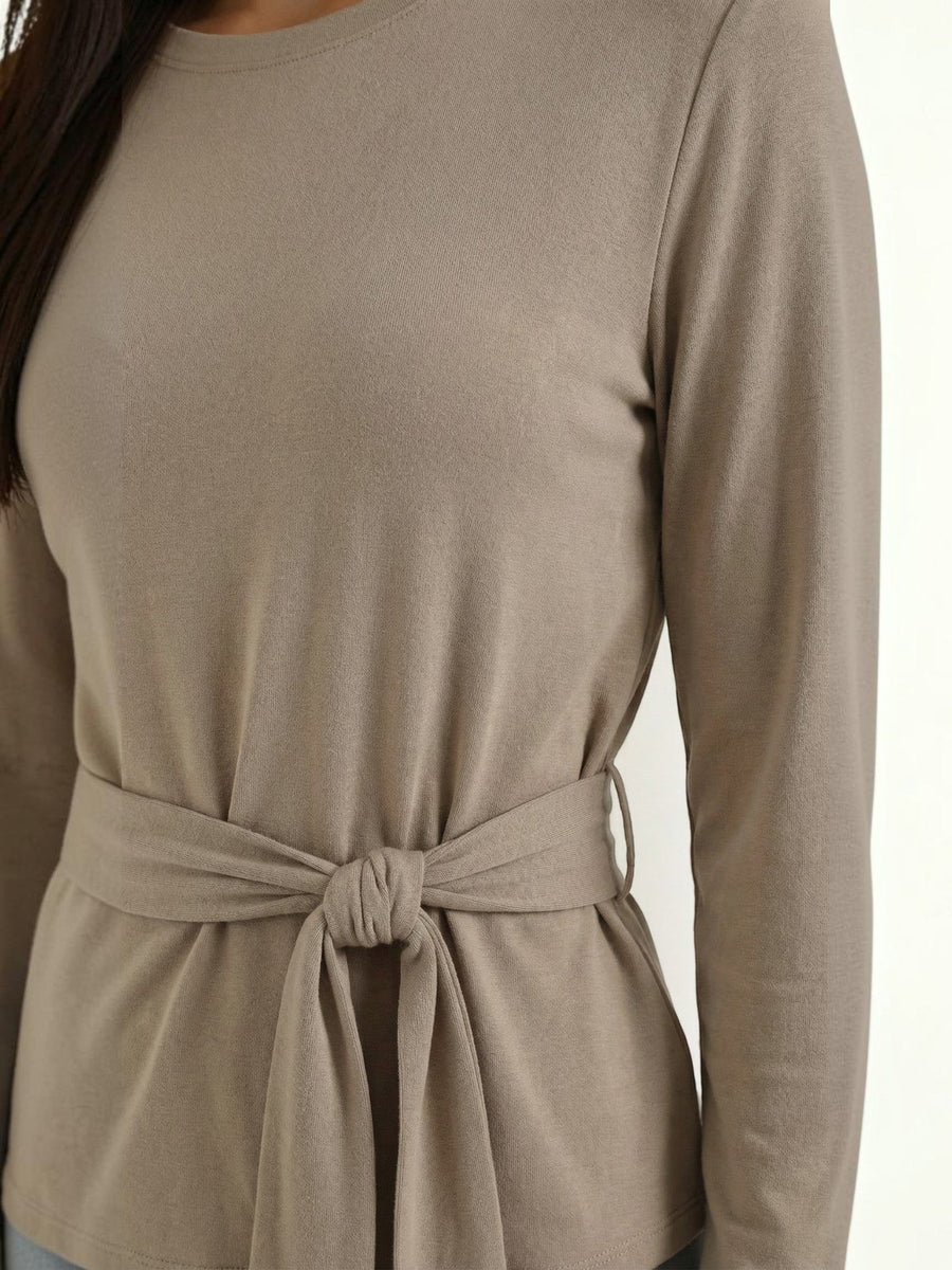 Holly Long Sleeve Top with Tie Belt