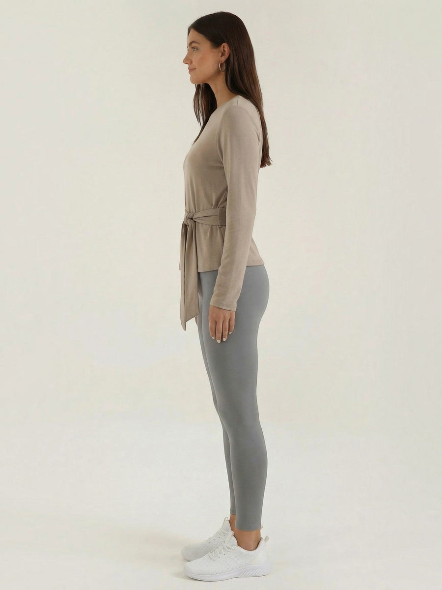 Holly Long Sleeve Top with Tie Belt