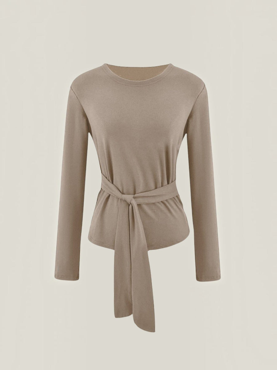 Holly Long Sleeve Top with Tie Belt