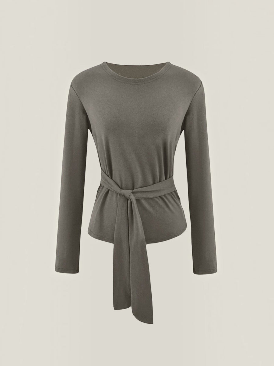 Holly Long Sleeve Top with Tie Belt