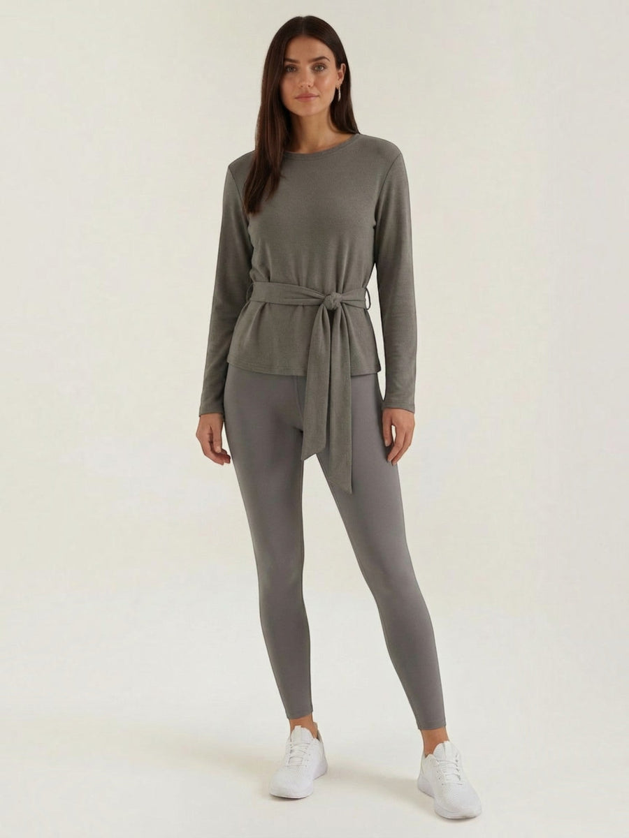 Holly Long Sleeve Top with Tie Belt