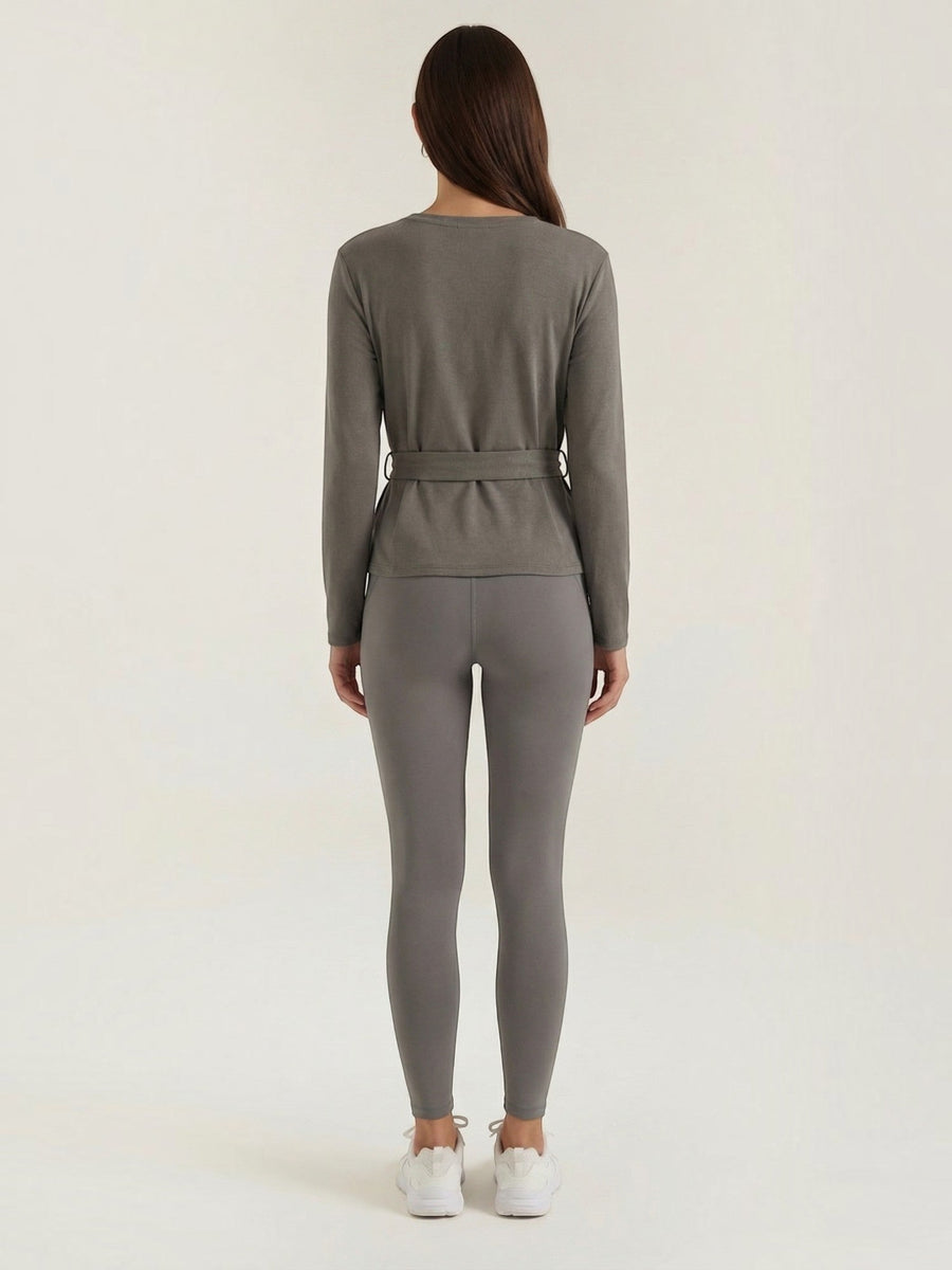 Holly Long Sleeve Top with Tie Belt