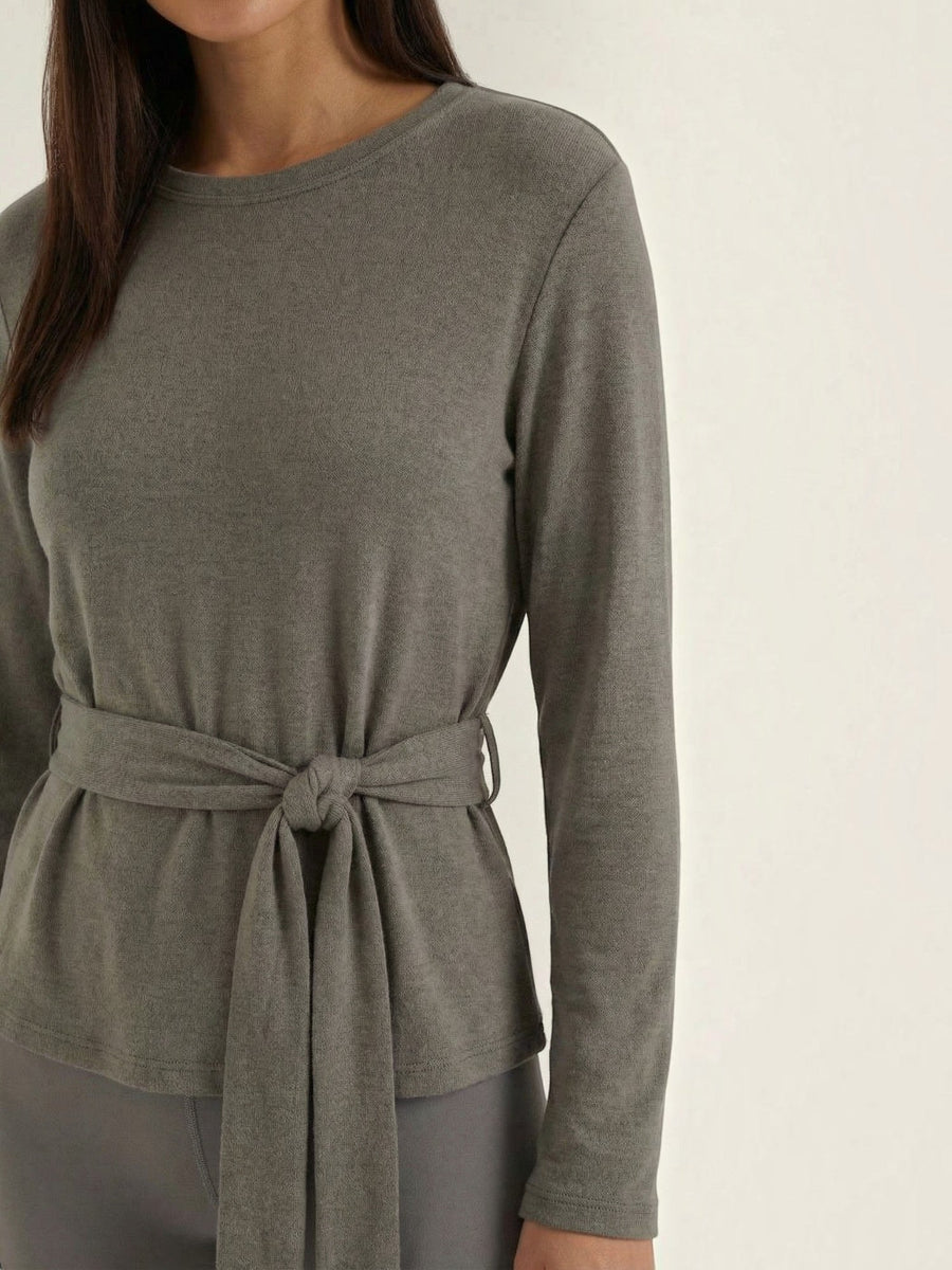 Holly Long Sleeve Top with Tie Belt