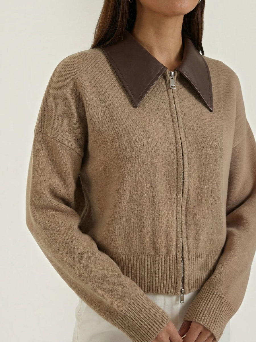 Irene Contrast Collar Oversized Cardigan