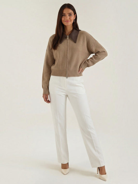 Irene Contrast Collar Oversized Cardigan
