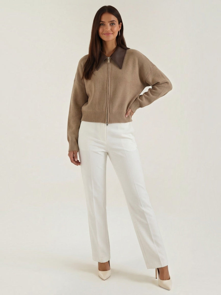Irene Contrast Collar Oversized Cardigan