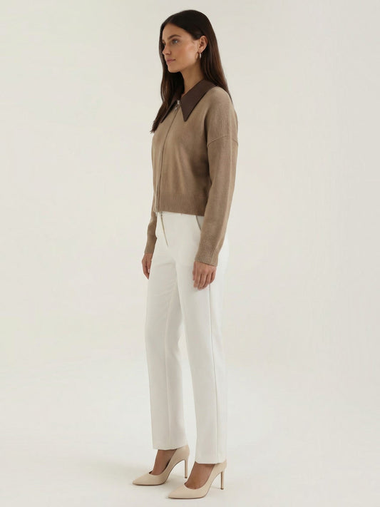 Irene Contrast Collar Oversized Cardigan