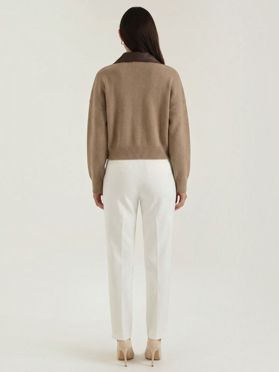 Irene Contrast Collar Oversized Cardigan