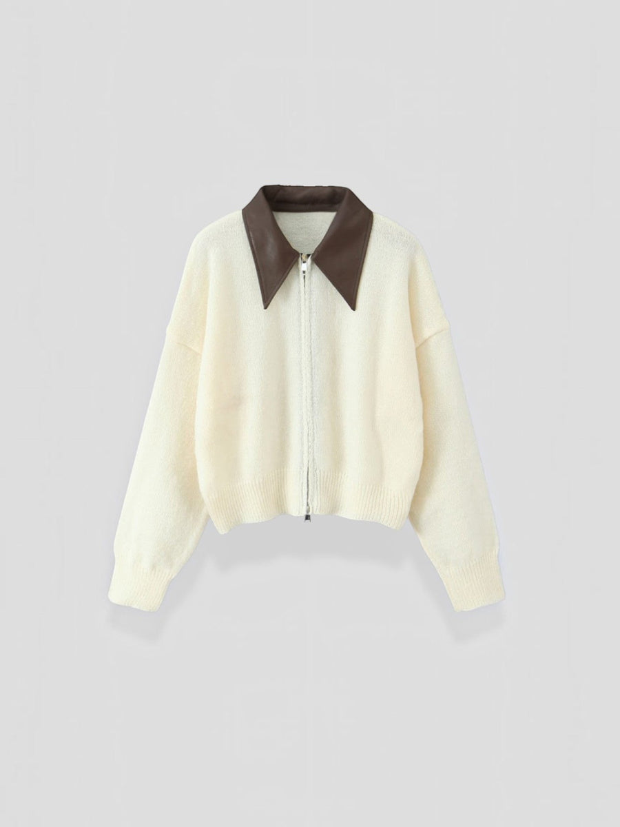 Irene Contrast Collar Oversized Cardigan