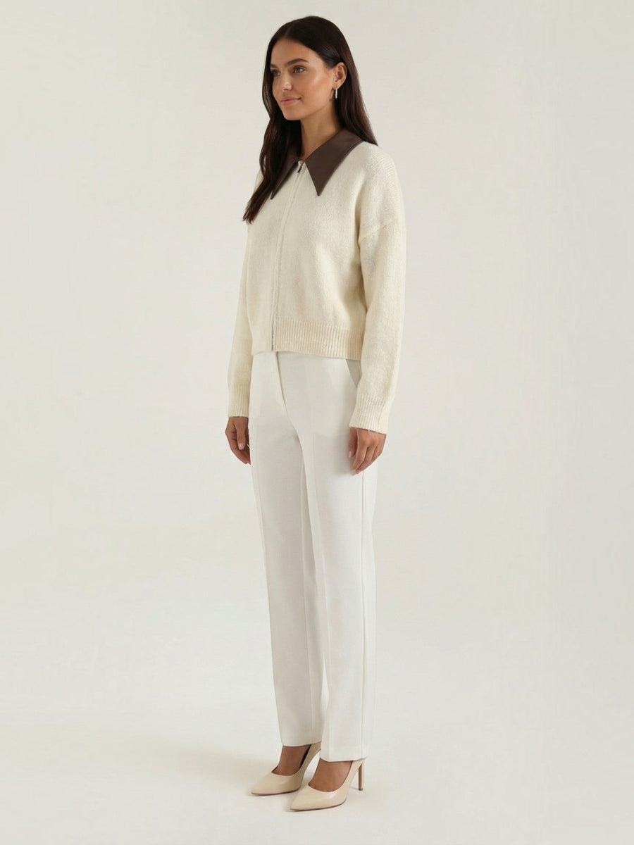 Irene Contrast Collar Oversized Cardigan
