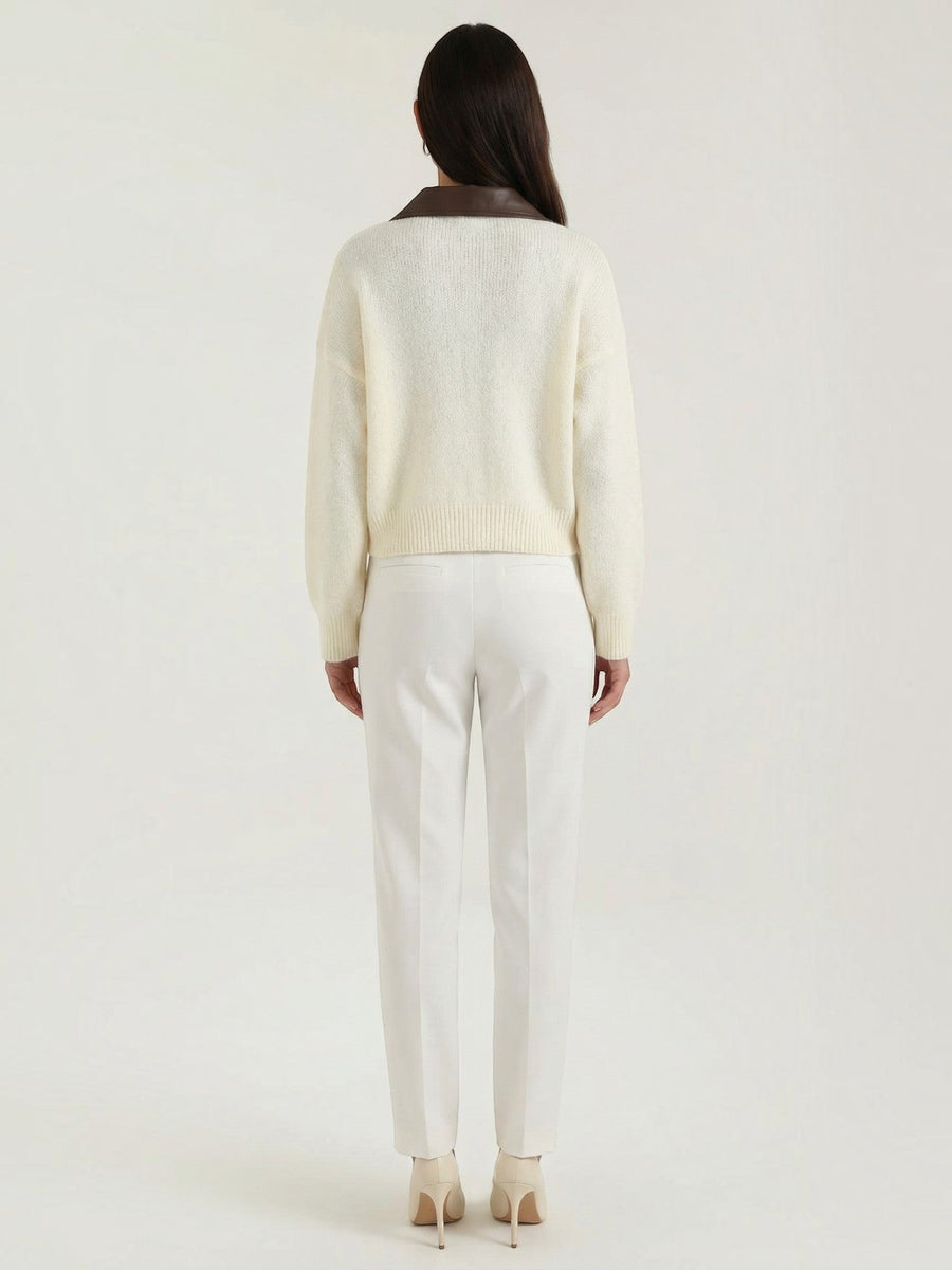 Irene Contrast Collar Oversized Cardigan
