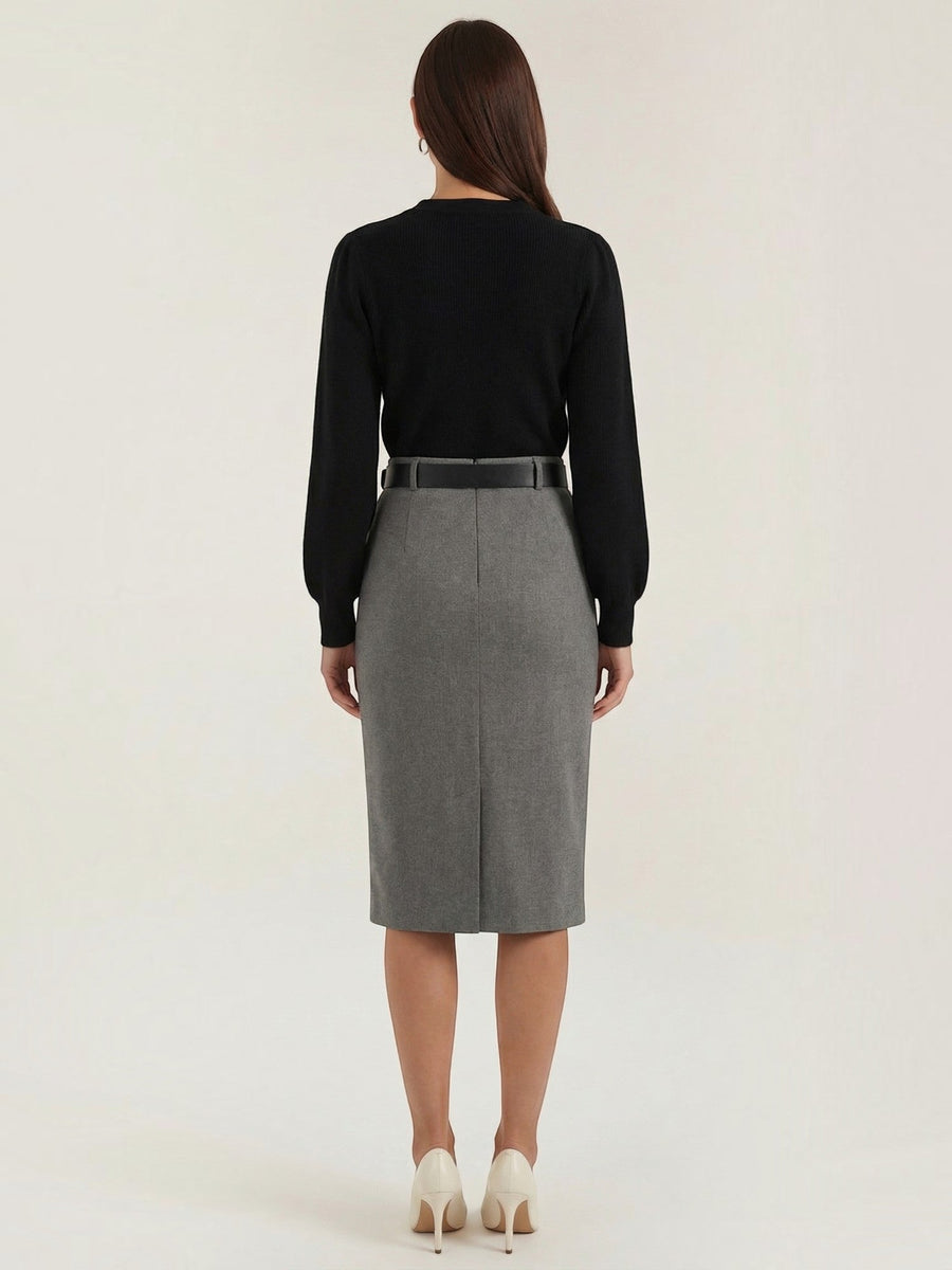 Jacqueline Ribbed Knit Sweater with Removable Bow