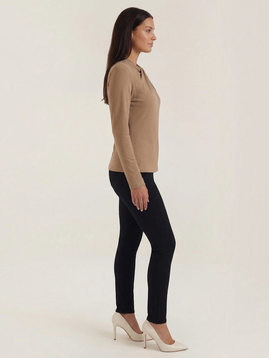 Jamie Twisted Mock Neck Long Sleeve Top