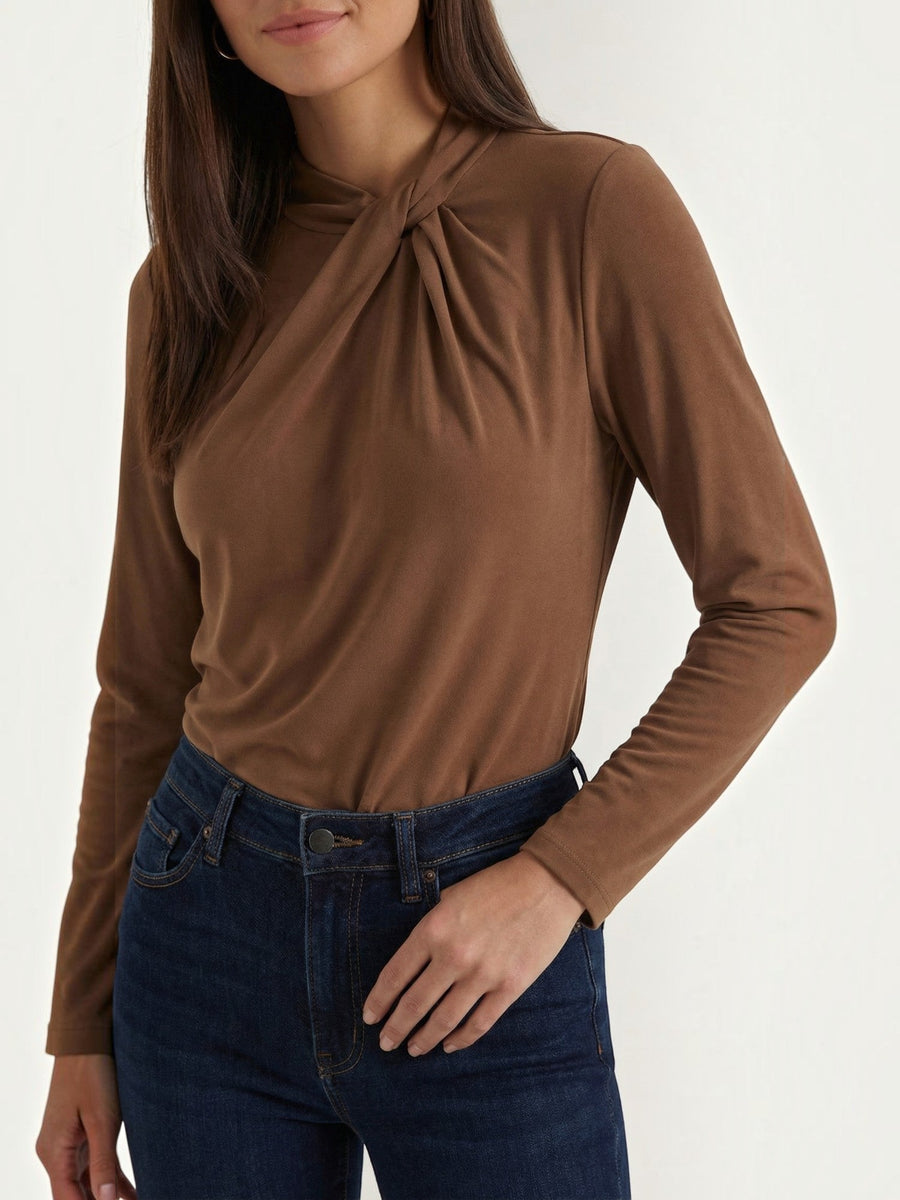 Jamie Twisted Mock Neck Long Sleeve Top