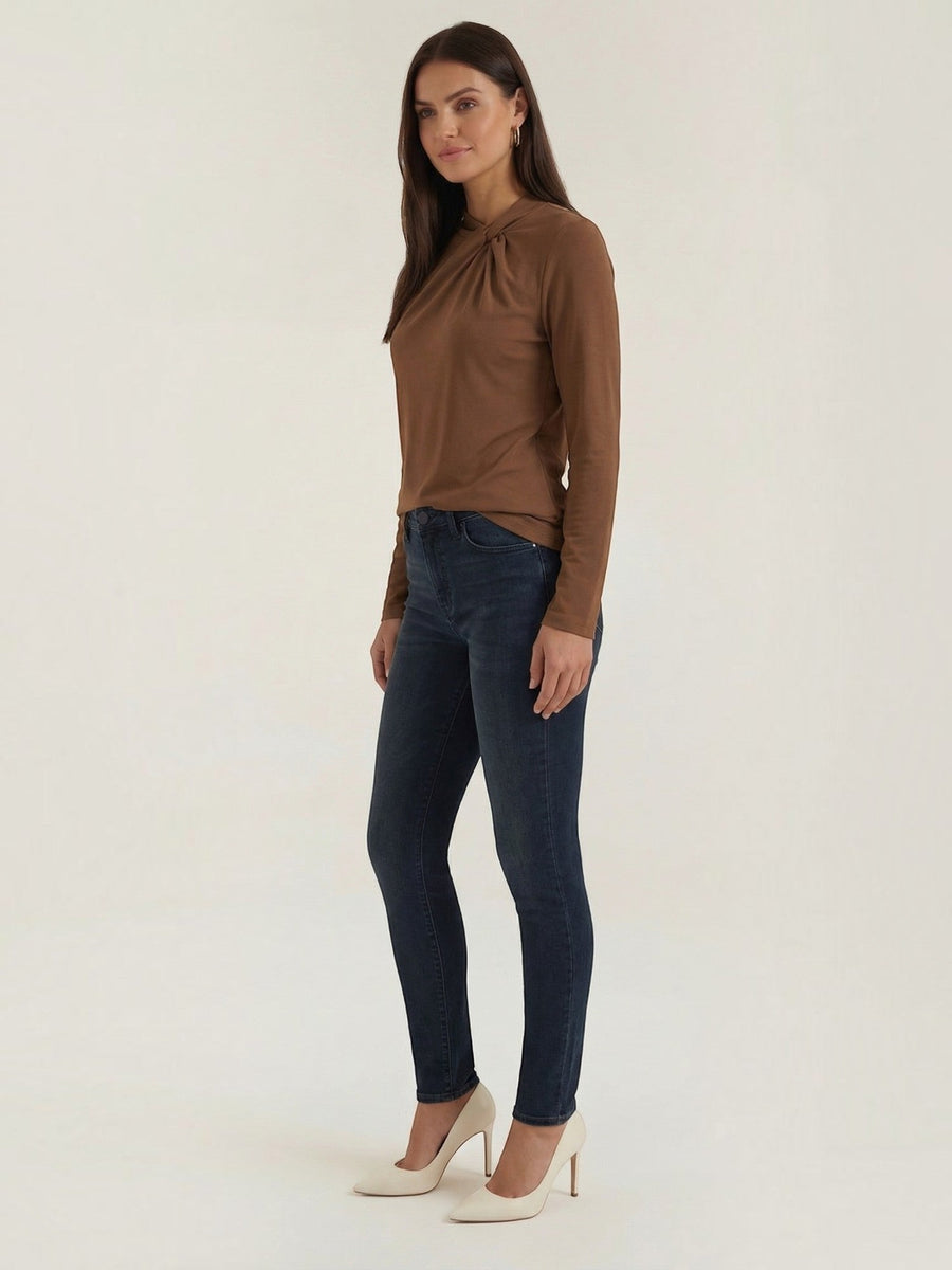 Jamie Twisted Mock Neck Long Sleeve Top