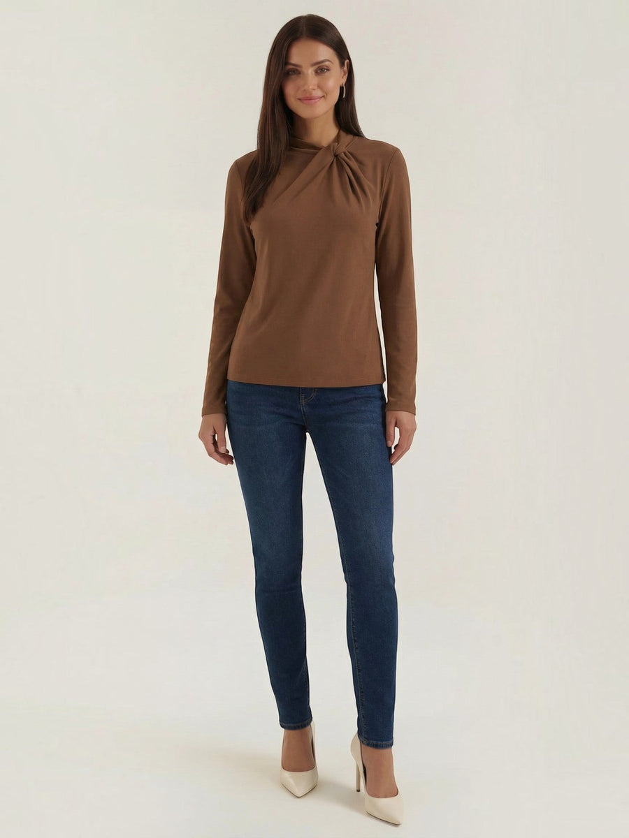 Jamie Twisted Mock Neck Long Sleeve Top
