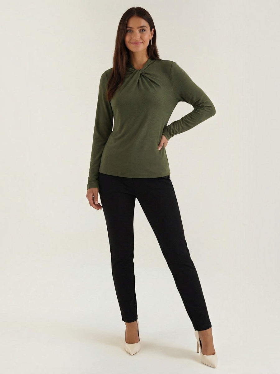 Jamie Twisted Mock Neck Long Sleeve Top