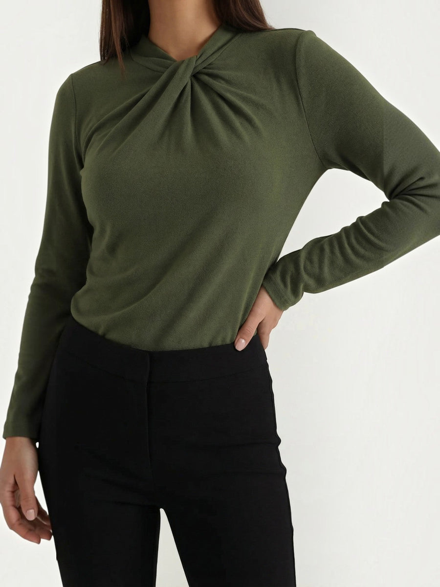 Jamie Twisted Mock Neck Long Sleeve Top
