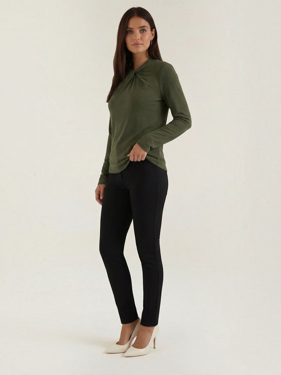 Jamie Twisted Mock Neck Long Sleeve Top