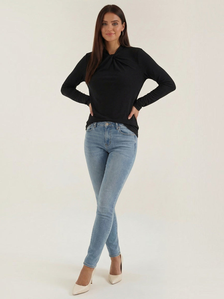 Jamie Twisted Mock Neck Long Sleeve Top