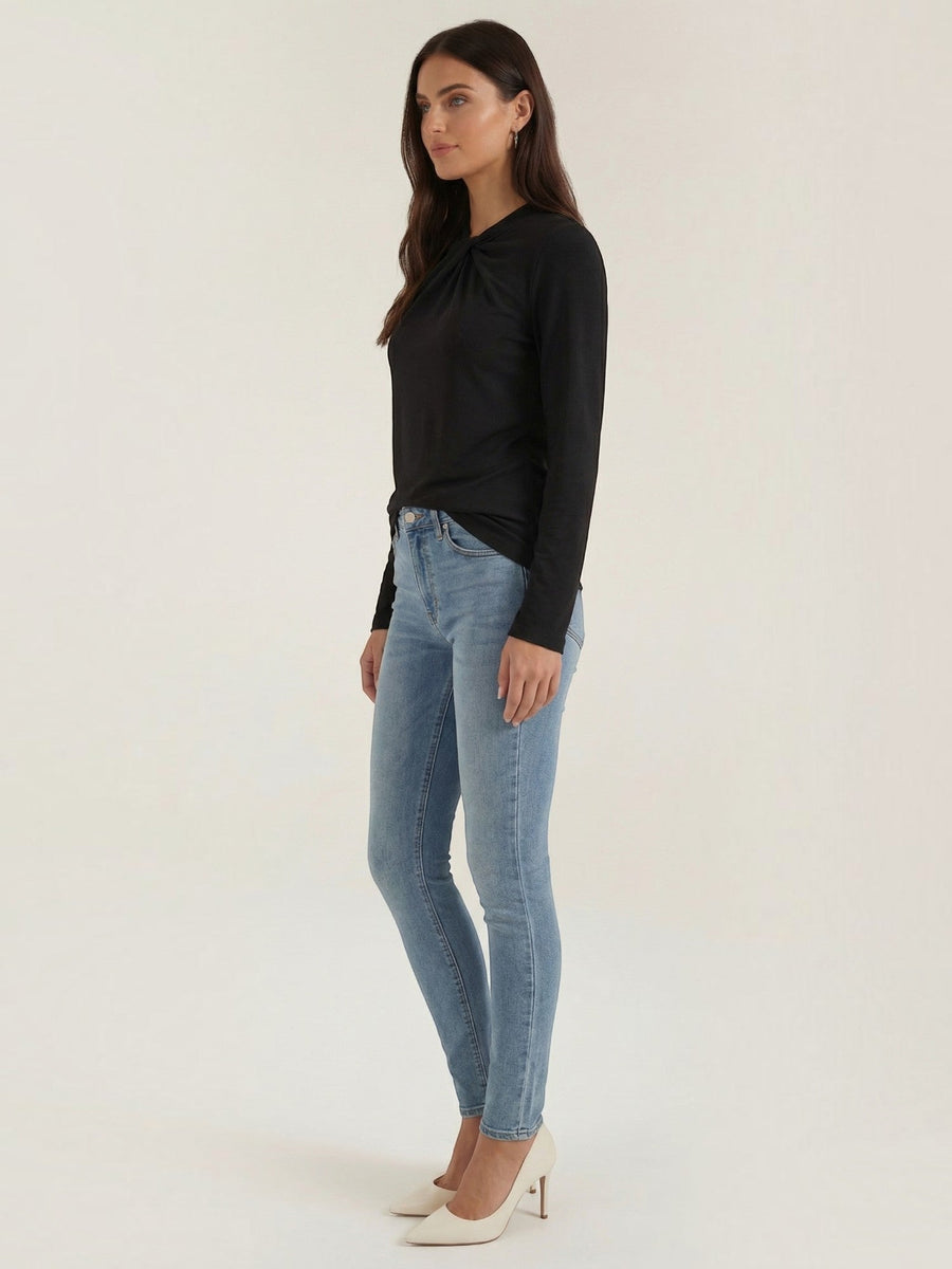 Jamie Twisted Mock Neck Long Sleeve Top