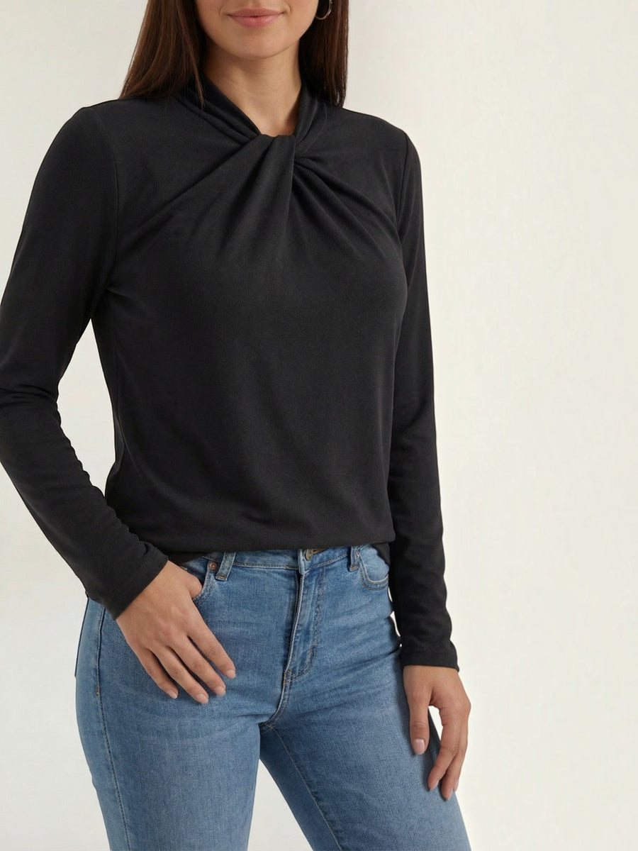 Jamie Twisted Mock Neck Long Sleeve Top