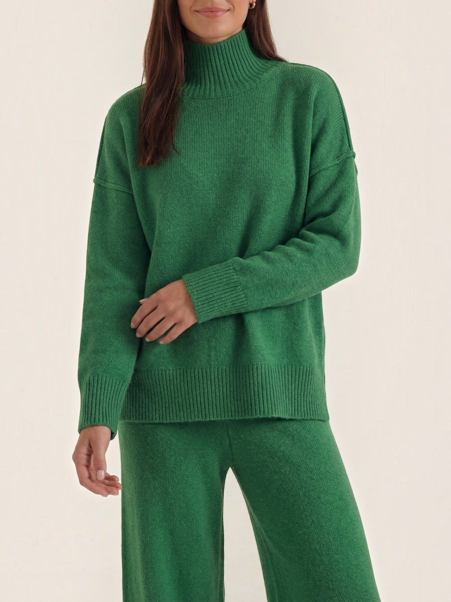 Jean Turtleneck Sweater and Knit Pants Set