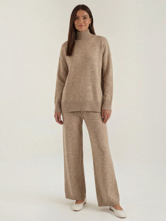 Jean Turtleneck Sweater and Knit Pants Set