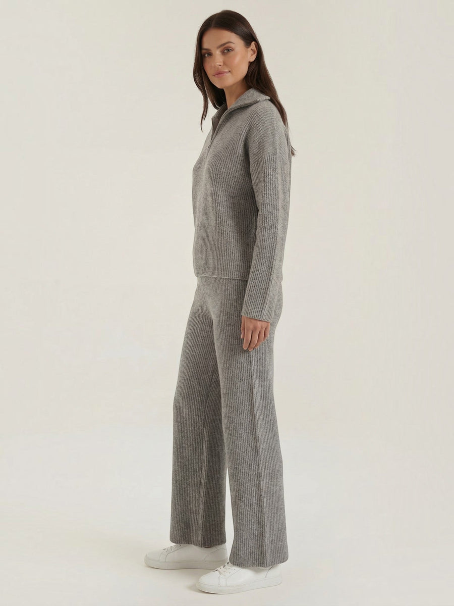 Joan Half Zip Sweater and Ribbed Pants Set