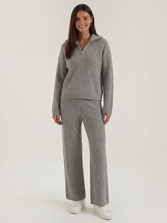 Joan Half Zip Sweater and Ribbed Pants Set