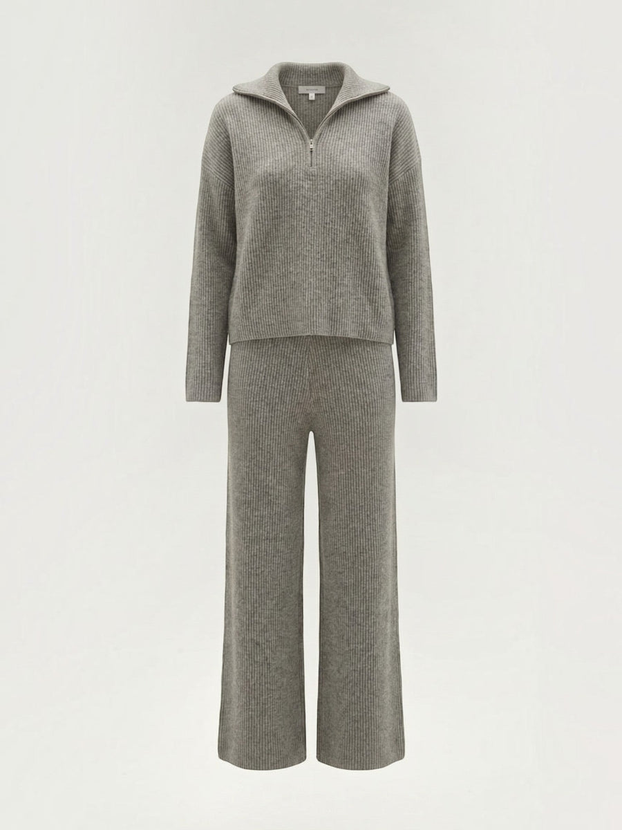 Joan Half Zip Sweater and Ribbed Pants Set