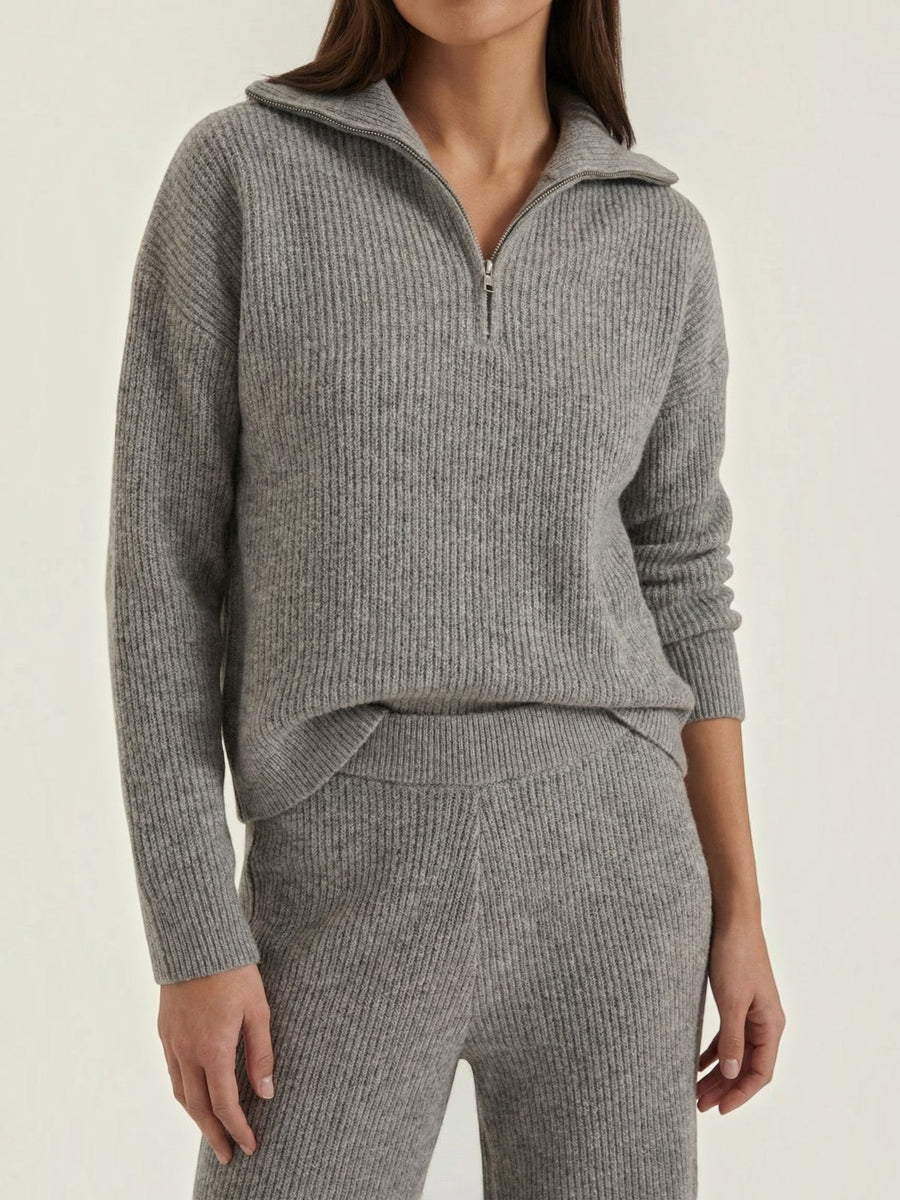 Joan Half Zip Sweater and Ribbed Pants Set