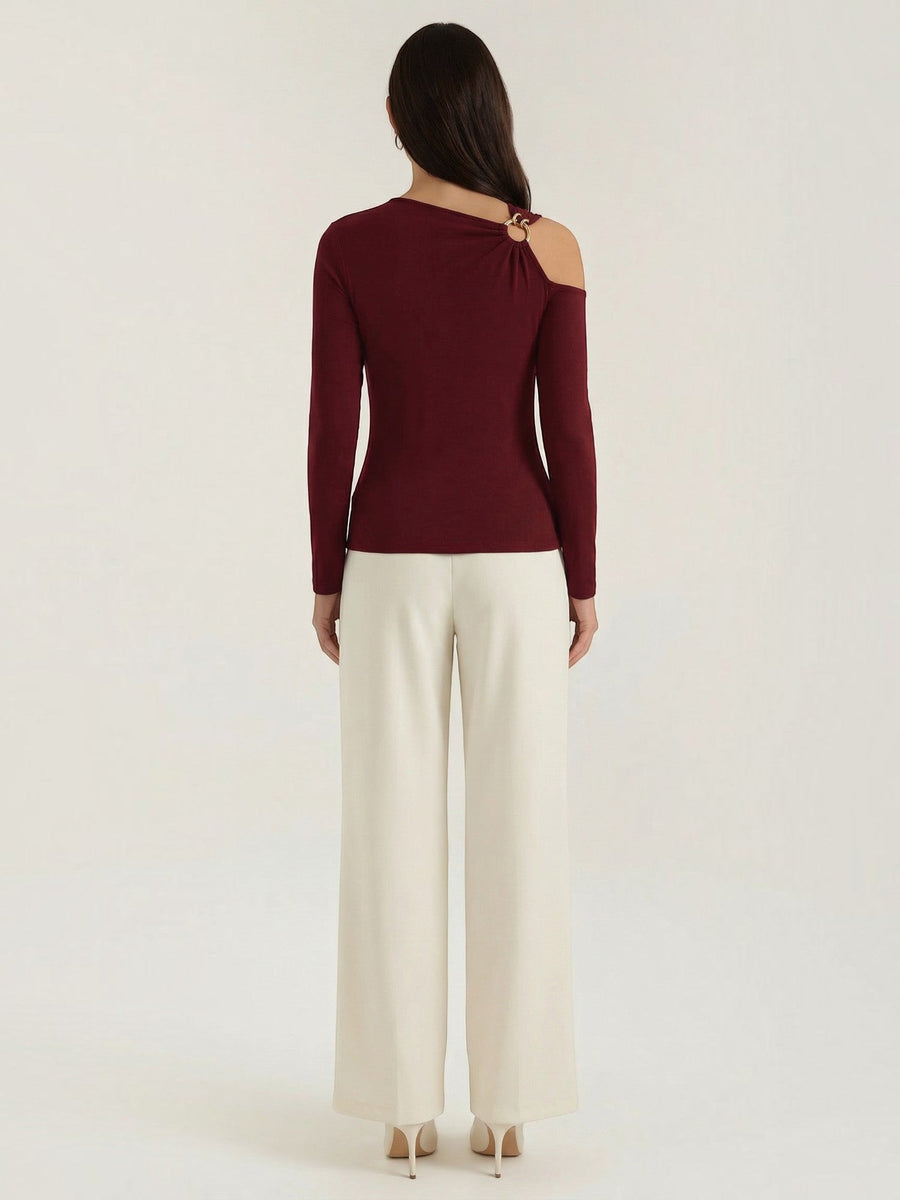 Joann Asymmetric Cut Out Long Sleeve Top