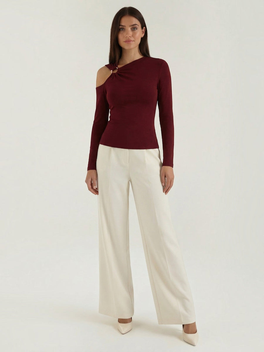 Joann Asymmetric Cut Out Long Sleeve Top