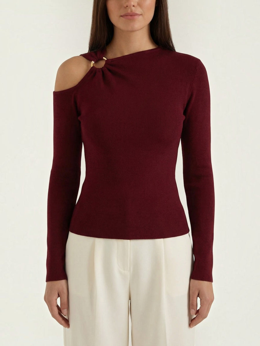 Joann Asymmetric Cut Out Long Sleeve Top