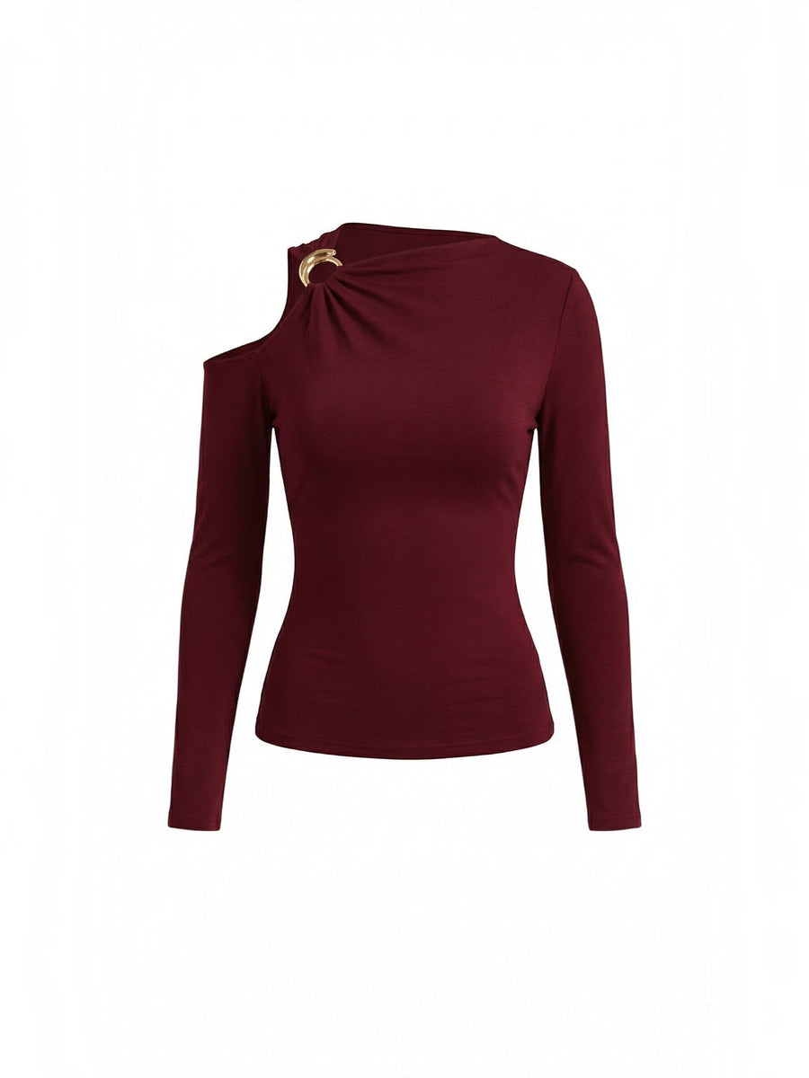 Joann Asymmetric Cut Out Long Sleeve Top