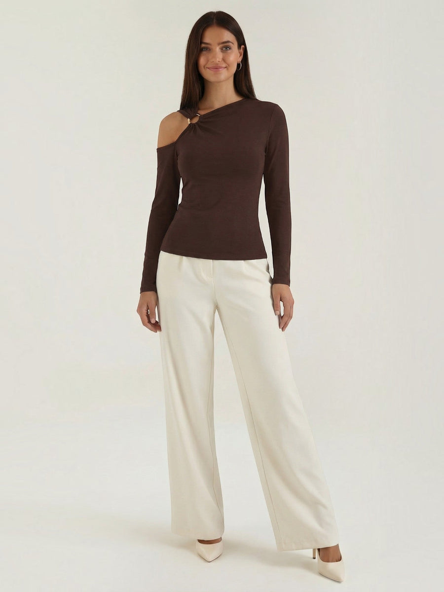 Joann Asymmetric Cut Out Long Sleeve Top