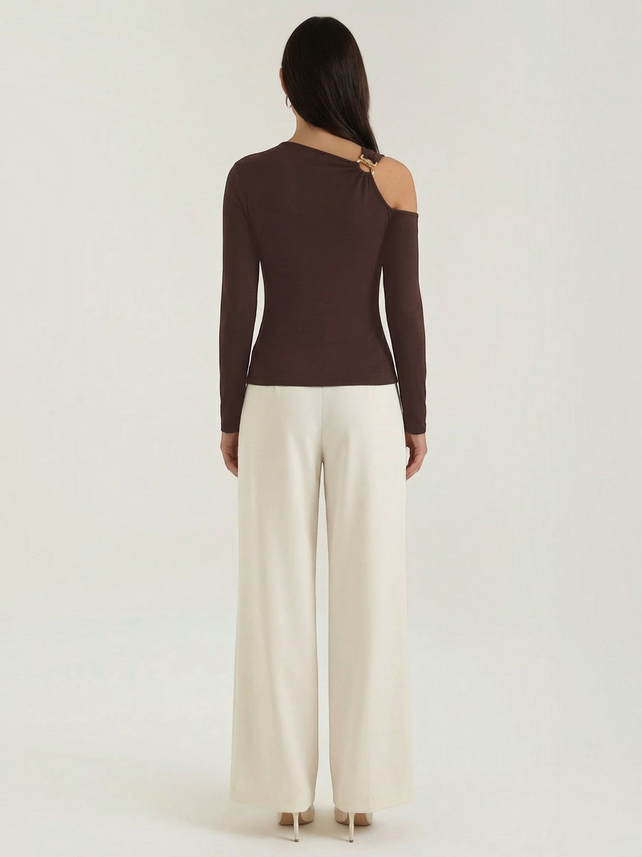 Joann Asymmetric Cut Out Long Sleeve Top