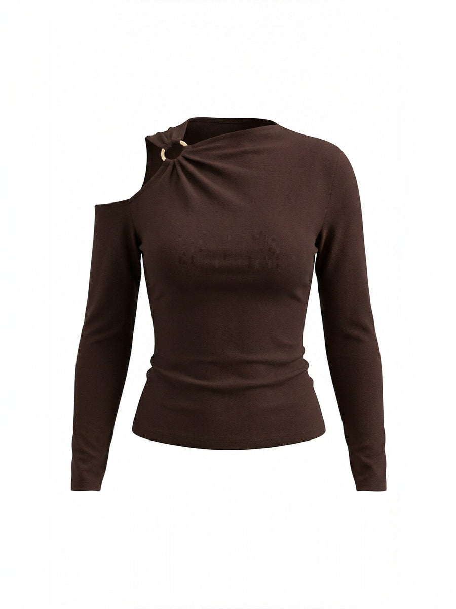 Joann Asymmetric Cut Out Long Sleeve Top