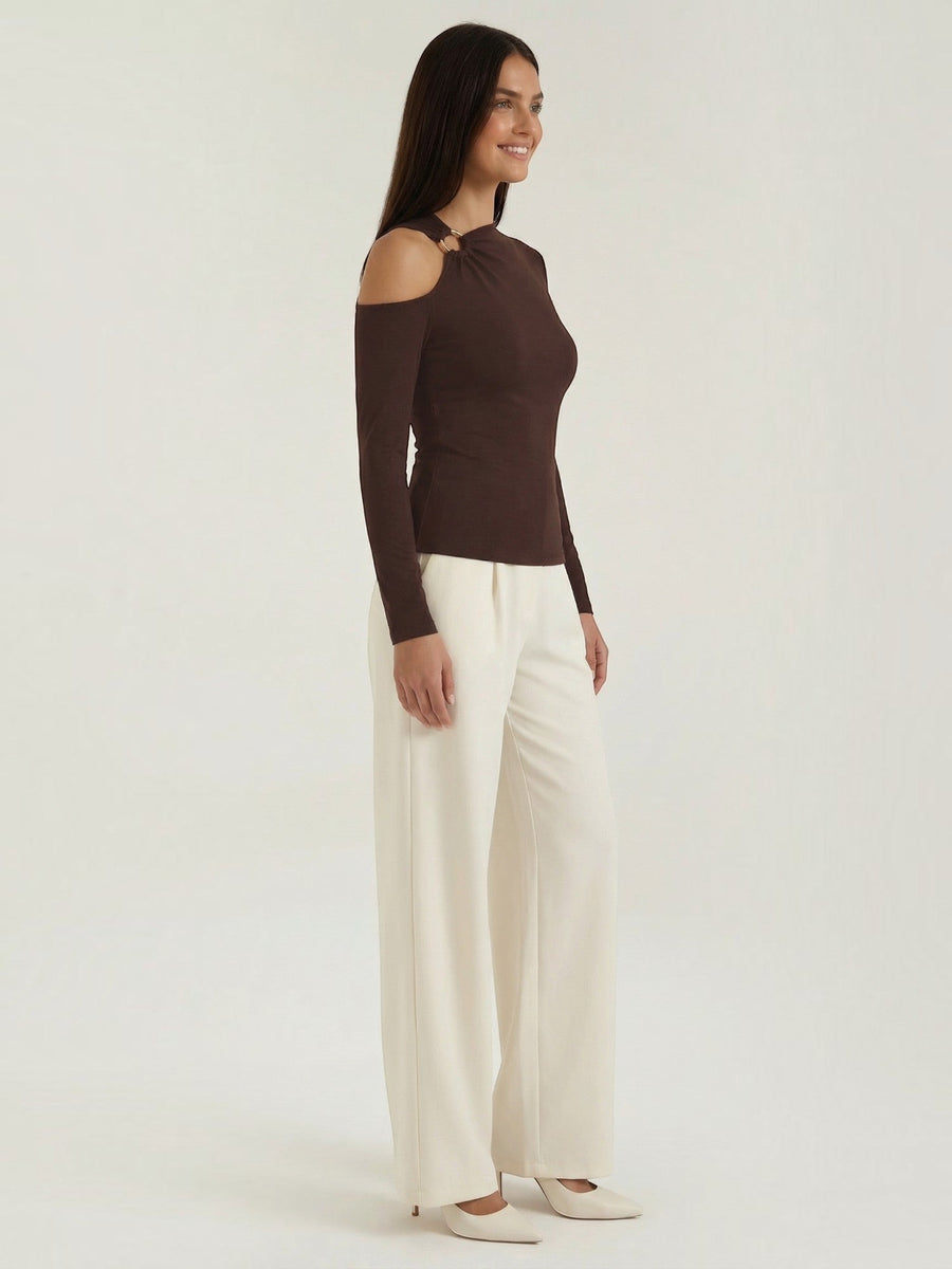 Joann Asymmetric Cut Out Long Sleeve Top