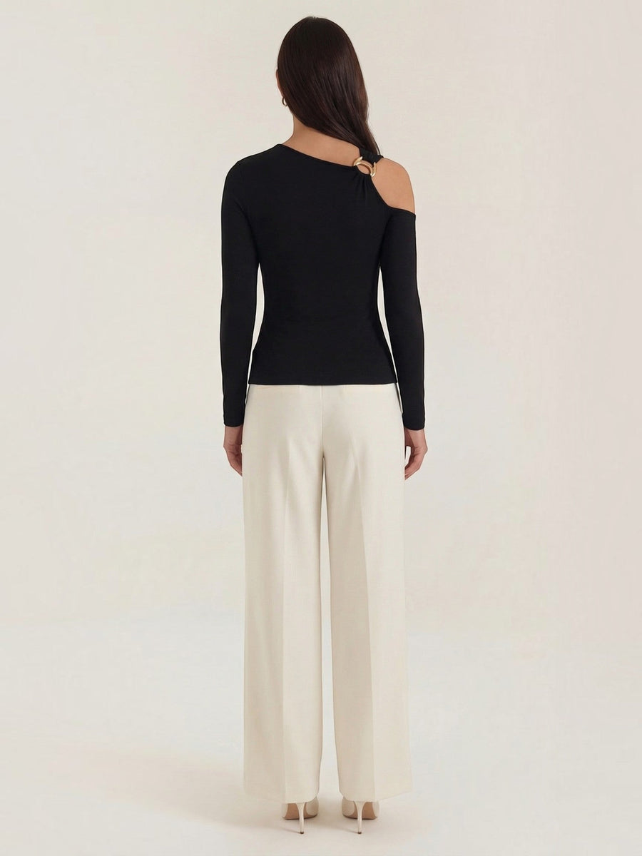 Joann Asymmetric Cut Out Long Sleeve Top