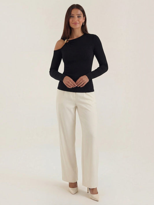 Joann Asymmetric Cut Out Long Sleeve Top