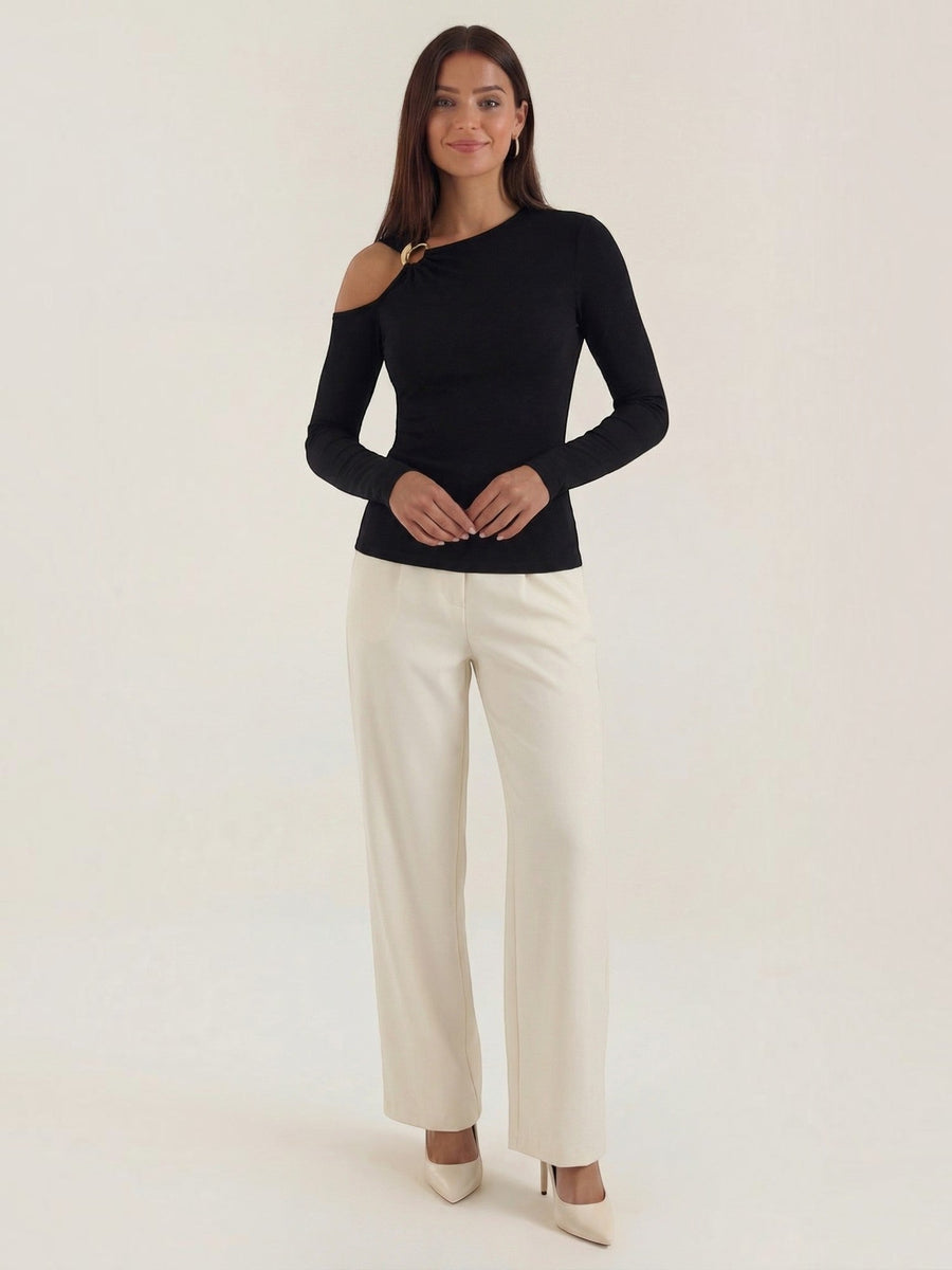Joann Asymmetric Cut Out Long Sleeve Top